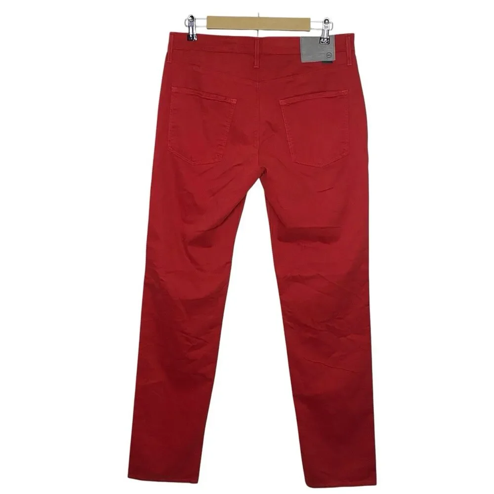 AG Jeans Adriano Goldschmied Pants Mens 32 Red Golf Trouser Graduate Preppy NEW